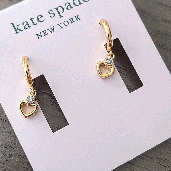 NEW Kate Spade Shining Spade Huggie Earrings - Picture 3 of 7